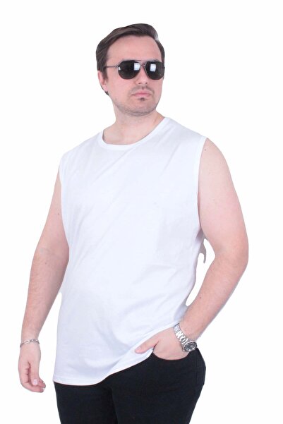 Starbattal Plus Size Printed Sleeveless T-Shirt Life Is Never 26121 White