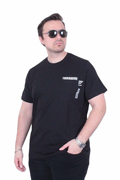 Starbattal Men's Large Size Crew Neck T-Shirt Courageous 26146 Black