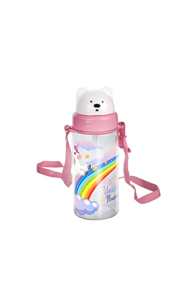 EMİLA HOME EmilaHome Glossa Desenli Kaydır Kapak Pipetli Çocuk Suluğu 400 ml