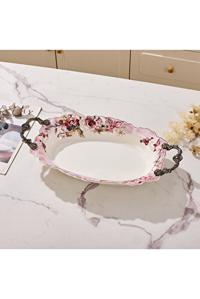 Malooki Οβάλ πορσελάνινο μπολ σερβιρίσματος, με vintage floral σχέδιο, με μετ...