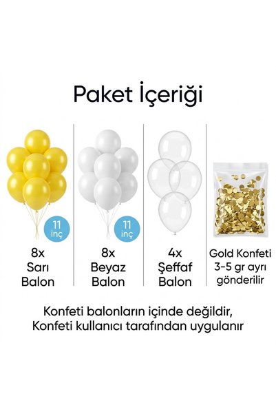 baloss fer Birthday Party Decorations Balloon Set 20 Pieces Yellow White Gold Confetti Transparent Balloon