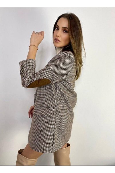 MODA141 Women's Plaid Detail Jacket