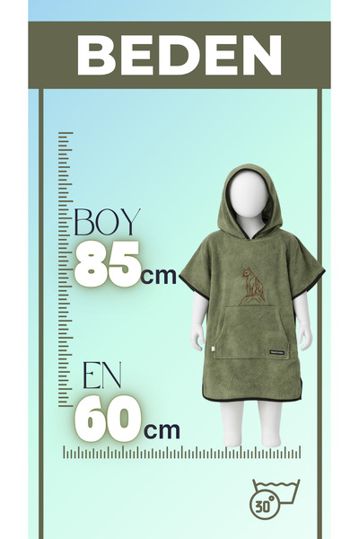 Asva Home Children's Beach and Pool Wearable Towel - Hooded After-The-Bath Bathrobe Towel