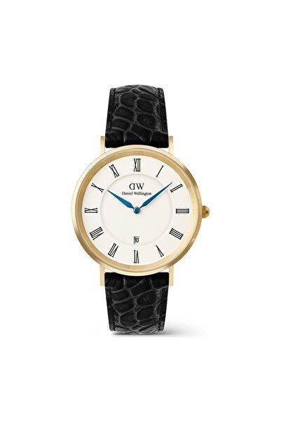 Daniel Wellington Classic Roman Numerals Date Black Croc Belly G DW00600915 K...