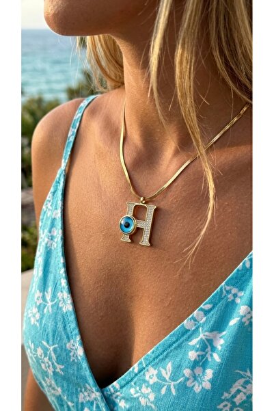 İNN JEWELLERY 316L Steel Necklace, Anti-Tarnish, Anti-Allergic, with Letter F...