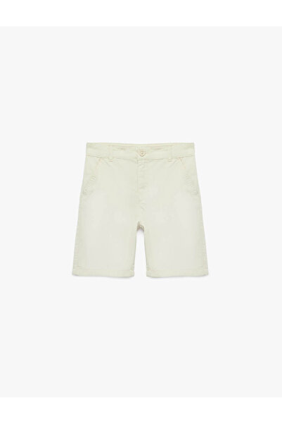 Koton Μπεζ αγορίστικο σορτς με ρυθμιζόμενη μέση και ελαστικό 6SKB40032TW