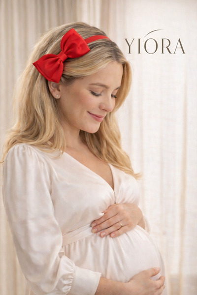 yiora Σατέν Κορώνα Μητέρας της Μητρότητας με Κόκκινο Διπλό Φιόγκο