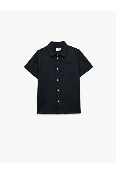 Koton Πουκάμισο για αγόρια σε μπλε ναυτικό χρώμα, από μείγμα λινού και βισκόζ...