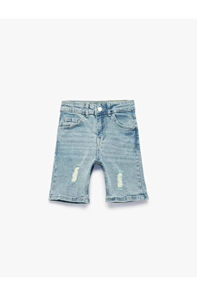 Koton Μπερμούδες Τζιν Ανοιχτόχρωμο Ινδιγκό Αγορίστικο Σορτς 6SKB40002TD