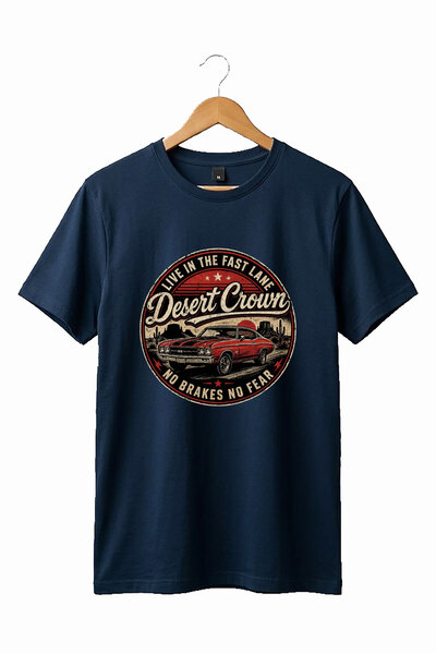 onsrawear تي شيرت قطني أساسي مطبوع عليه سيارة كلاسيكية عتيقة الطراز من Desert...