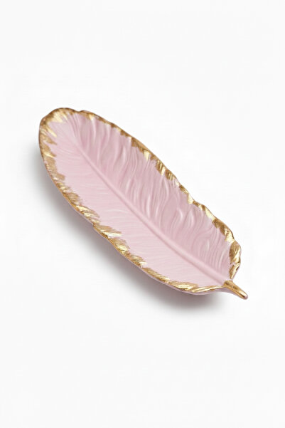 Roses Διακοσμητικό κόσμημα και πιατέλα παρουσίασης με ροζ φτερά και επιχρυσωμ...