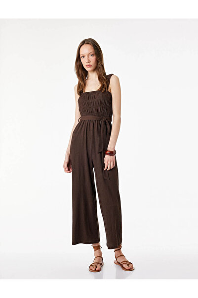 Koton Γυναικεία ολόσωμη φόρμα Bürümcük Brown 6SAL40027IK