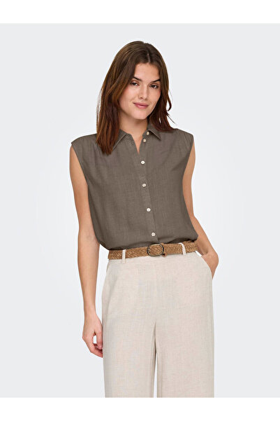 ONLY Onlsıesta S/L Linen Bl Shirt Pnt Noos Γκρι Γυναικείο Πουκάμισο 15367416
