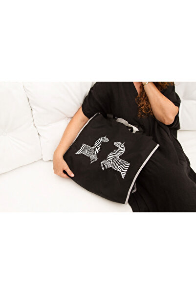 MelsandMano Mono Shopping Bag Zebra desenli Kadın Alışveriş Plaj Çantası Büyü...