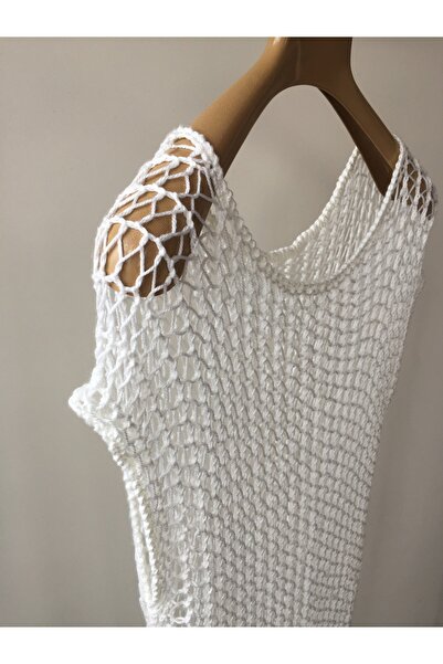 Mora Örgü Mora Knit El Örgüsü Mayo Bikini Üstü Yırtmaçlı Maxi Özel Örgü Plaj ...