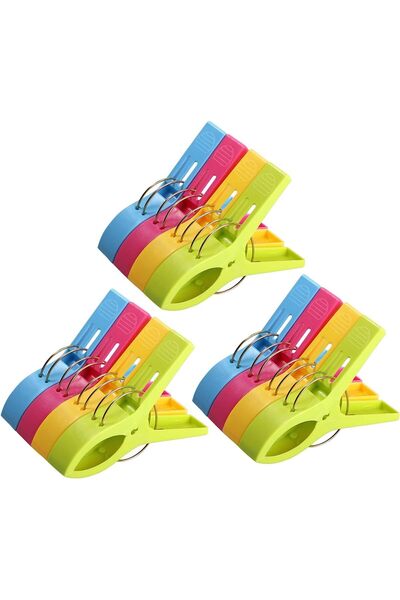 Ermiya 12Pcs Large Pegs Beach Towel Sunbed Fixer Carpet Hanging Peg Laundry C...