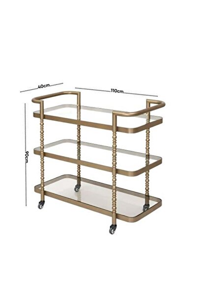 terndat Luxury Hospitality Cart in Copper Color with Transparent Glass