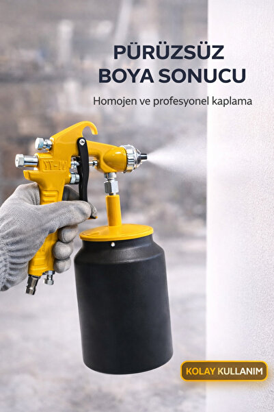 FREED TOOLS Alttan Depolu Boya Tabancası – 1.8 mm Ayarlanabilir Nozul, 1000 c...