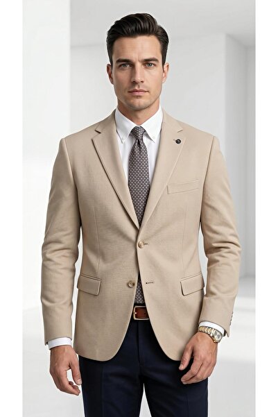 Plus Scorpion Ανδρικό σακάκι με μικροσχέδια στενή εφαρμογή, καλοκαιρινό ύφασμ...