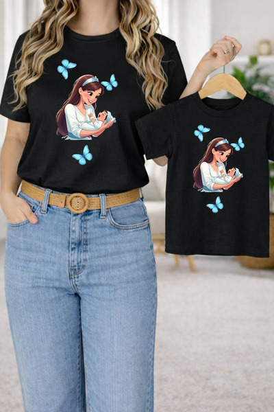 LORVEX Μπλουζάκι Mother Daughter Oversize T-Shirt Twin T-Shirt 100% Βαμβάκι Ά...