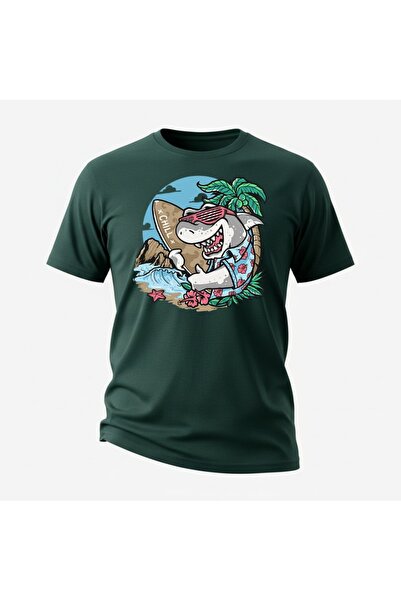 URBANTRENDSTORE Unisex Shark Surfing Holiday Oversize Fit Άνετο φαρδύ μπλουζά...