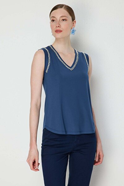 ON V-Neck Stone Detailed Blouse