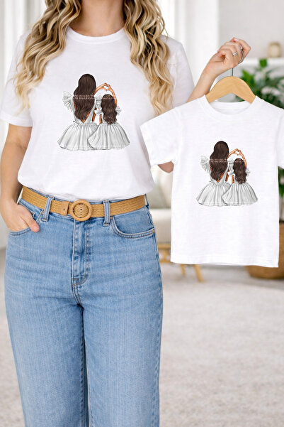 LORVEX Μπλουζάκι Mother Daughter Oversize T-Shirt Twin T-Shirt 100% Βαμβάκι Ά...