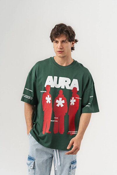 go gang own Aura Chest Design Detailed Crew Neck Oversize T-Shirt