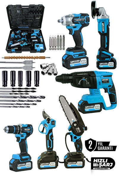 LUNAX Kimmeer Plus 21V 6’li Akülü Set (Hilti Taşlama Somun Sıkma Vidalama Bud...