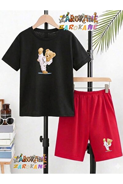 ZAROKANE Kareteci Bear Printed Top and Shorts/T-Shirt Summer Children's Two-P...