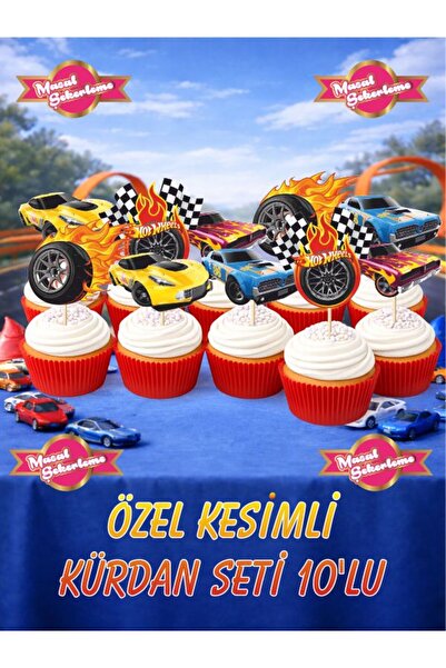 Masal Şekerleme Hotwheels Özel Kesim 10'lu Kürdan Süsleme Seti - hotwheels -h...
