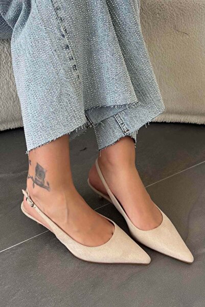 Parponi Agne Γυναικεία Παπούτσια με Ανοιχτή Πλάτη από Σουέντ με Τακούνι Μπεζ