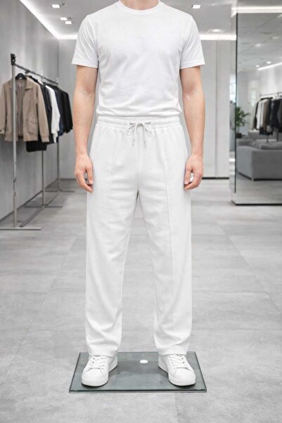 Erkek Baggy Fit Lastikli Bel Rahat Kesim Oysho Kumaş Pantolon