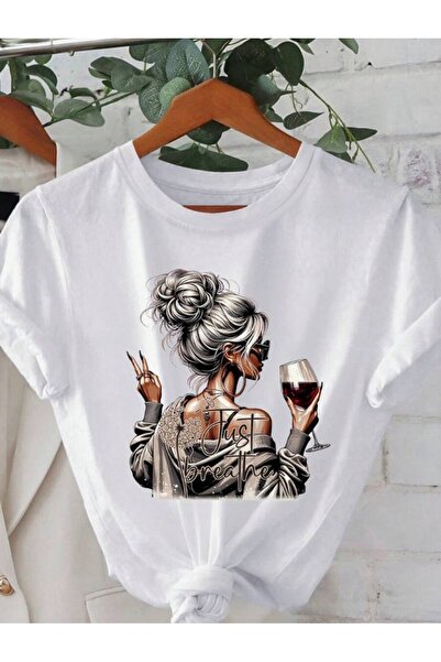 Gisha Women's White Printed Cotton T_Shirt