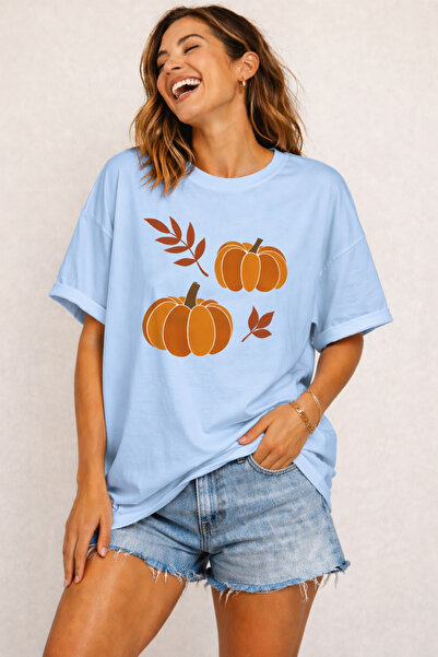 ArtYus Φθινοπωρινό μπλουζάκι Unisex Oversize με σχέδιο κολοκύθας – Βαμβακερό ...