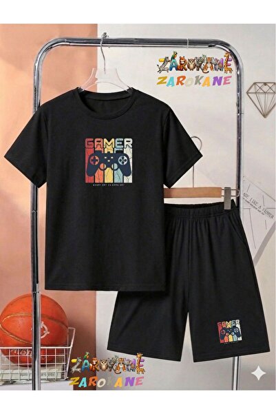ZAROKANE Gamer Konsol Printed Top-Bottom Shorts/T-Shirt Two-Piece Summer Chil...