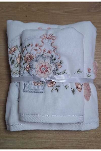 GONCA Home Collection Set de prosoape din catifea, 2 piese, Yavru Ağzı/Somon