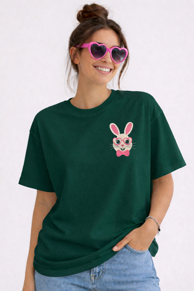 ArtYus Tricou oversize unisex cu imprimeu Iepure cu ochelari – Tricou casual ...