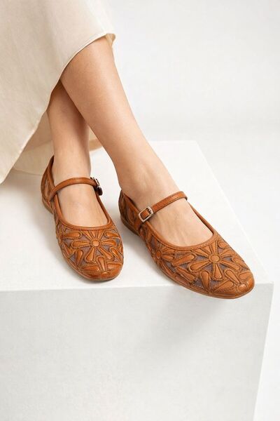 Slipcat Γυναικεία παπούτσια μπαλαρίνας με φλοράλ σχέδια, άνετη σόλα και λουρά...