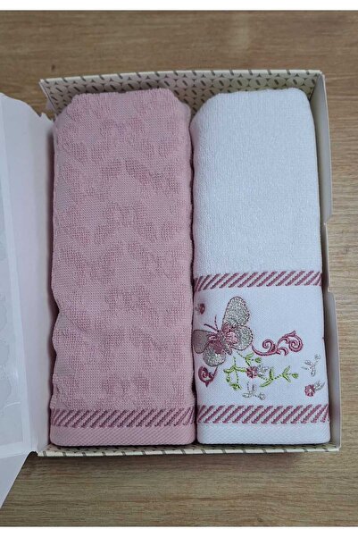 Özdilek Set peškira u kutiji, 2-dijelni ručnik za ruke, iris rub, roze