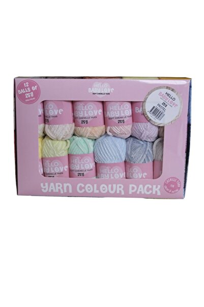 Hello BABY LOVE 12 'Lİ KARIŞIK RENK KADİFE ÖRGÜ İP SETİ - PASTEL ÖRGÜ İPİ