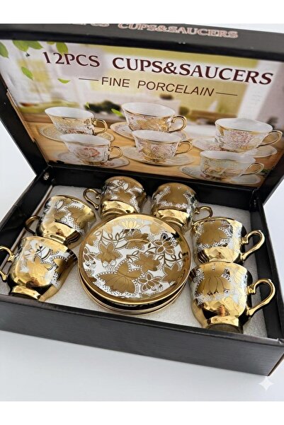 OEM Κομψό Σετ Καφέ – 6 Φλιτζάνια + 6 Πιατάκια - Πορσελάνη