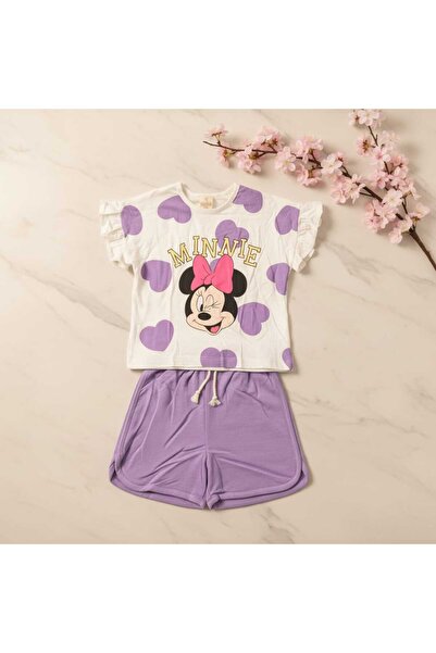Wiss Mickey Mause Desenli Fırfır Kollu Kız Çocuk Yazlık Alt Üst Takım