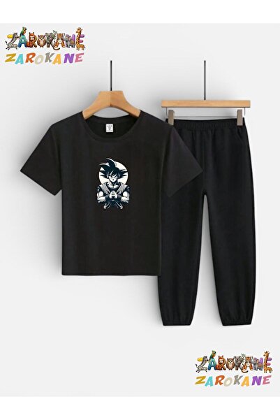 ZAROKANE Samuray Printed Top-Bottom Tracksuit/T-Shirt Two-Piece Children's Se...