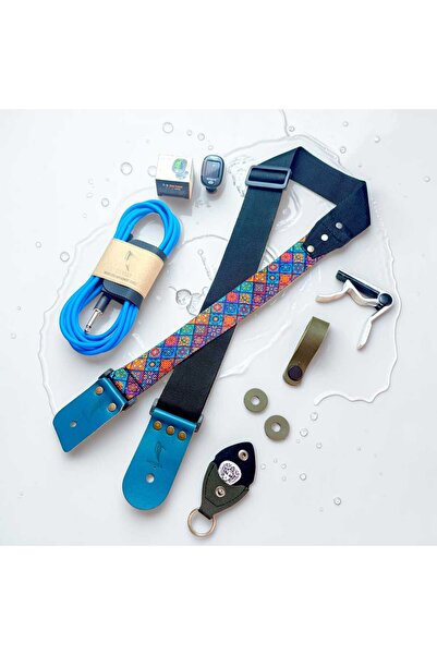 MEDUSA STRAPS GİTAR AKSESUAR SETİ - ASKI JAK PENA KILIFI PENA TUNER STRAP LOC...