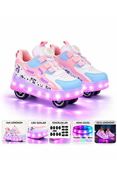 Stitch PATENLİ ORTOPEDİK IŞIKLI SPOR AYAKKABISI 4 TEKERLEKLİ PATEN