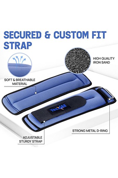 Yes4All Neoprene Wrist & Ankle Weights with Velcro Strap for Men & Women (0.9...