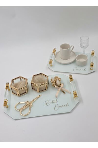 Nura Collection Söz Nişan Tepsi Seti Gold , Damat Kahve Tepsisi, Kız İsteme T...