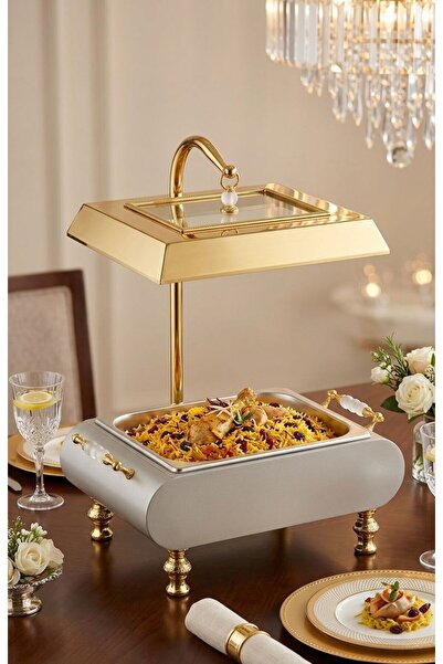 Wahat Aliamtiaz Luxury Design Gold Chafing Dish Buffet Food Warmer with Glass...