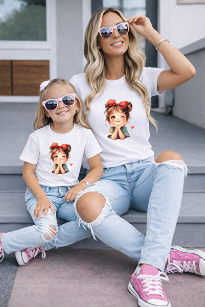 LORVEX Μπλουζάκι Mother Daughter Oversize T-Shirt Twin T-Shirt 100% Βαμβάκι Ά...